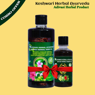 🔻ADIVASI KESHWARI PURE AYURVEDA 500ML OIL 250 ML SHAMPOO 4 MONTH BEST COURSE PACKAGE