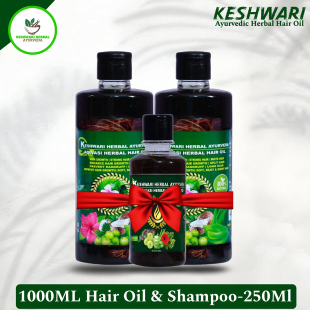 ADIVASI KESHWARI  PURE AYURVEDA 1000ML OIL 250ML SHAMPOO,📦