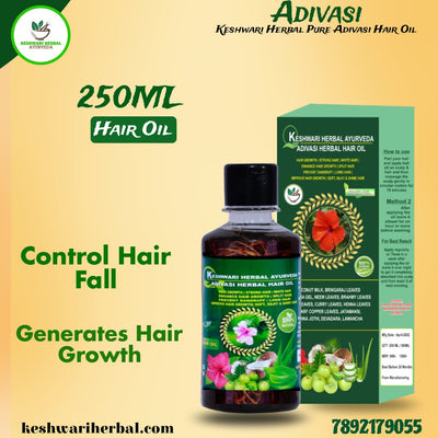 🔻250ML Adivasi Keshwari Pure Ayurveda hair oil (Long hair Growth hair and white hair 45 days Trail package)